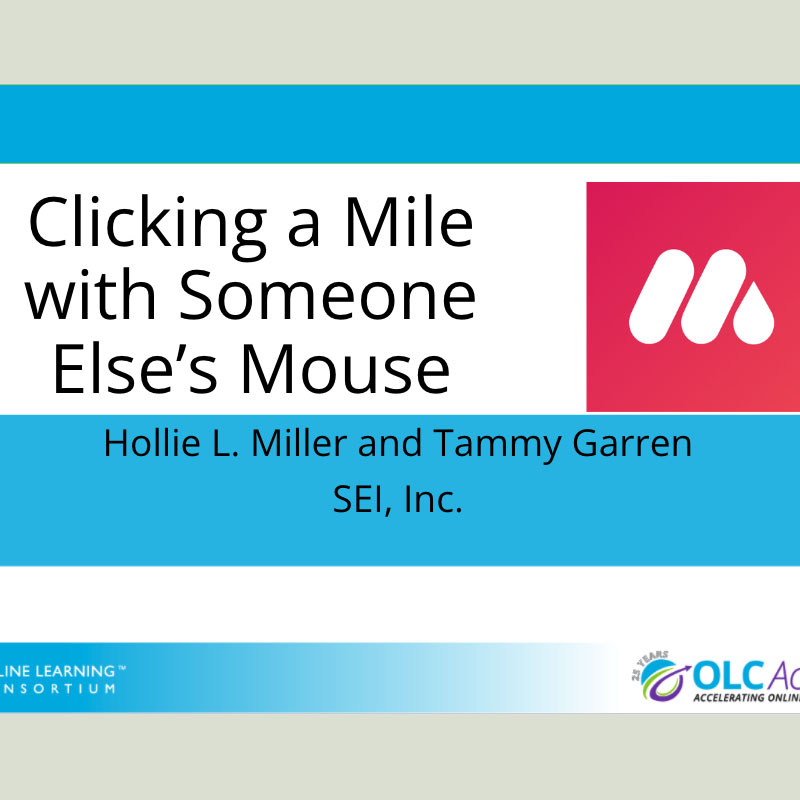 title page of presentation Clicking a mile with someone else's mouse